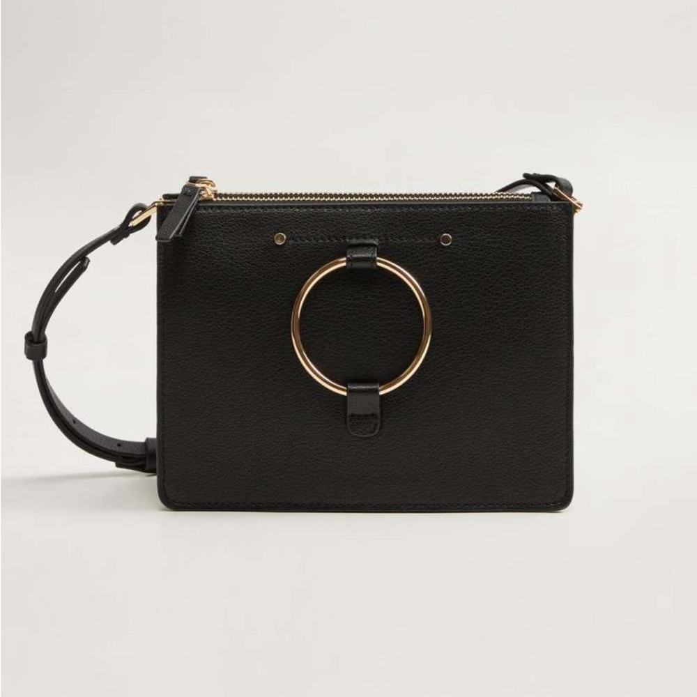 LAST CHANCE! Women's Mango Black Crossbody Faux Leather Bag